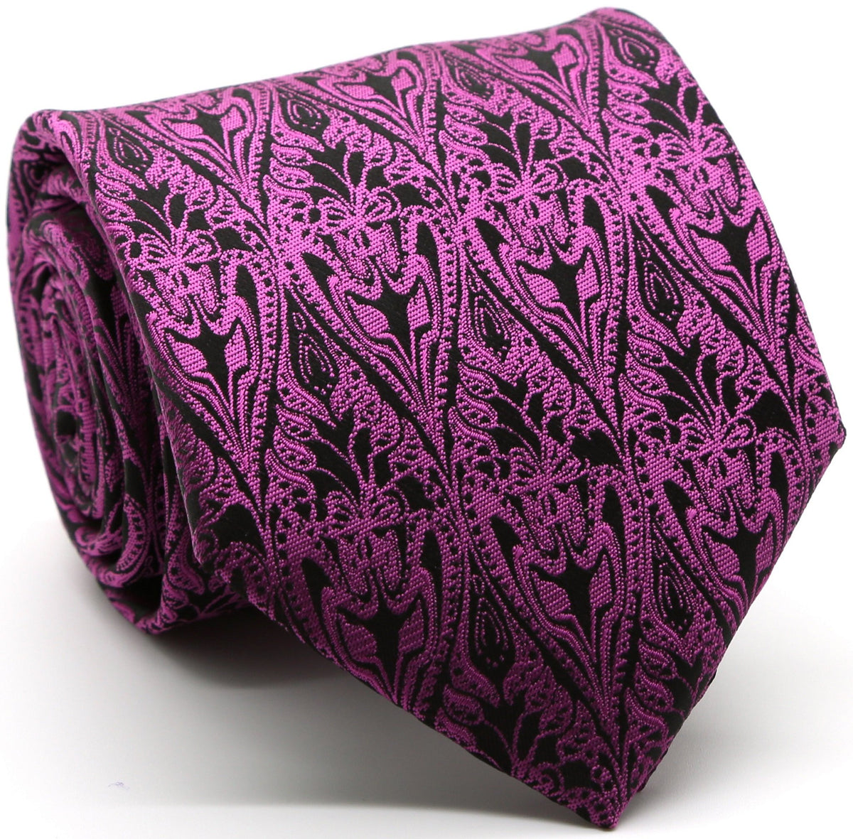 Mens Dads Classic Fuchsia Paisley Pattern Business Casual Necktie & Hanky Set GO-5 - FHYINC best men's suits, tuxedos, formal men's wear wholesale