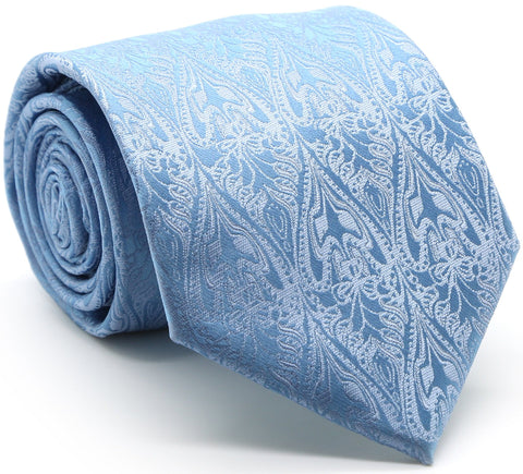 Mens Dads Classic Blue Paisley Pattern Business Casual Necktie & Hanky Set GO-9