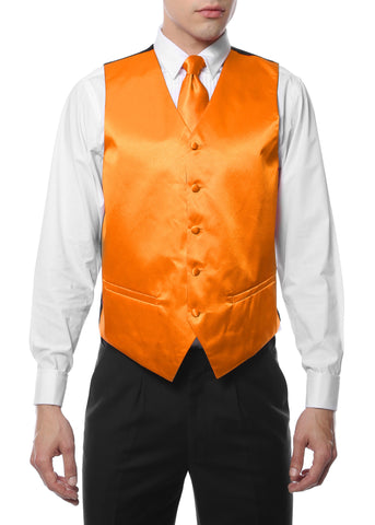 Ferrecci Mens Gold Satin 4pc Vest Set