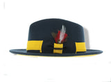 Grayson Fedora Crushable 100 % Australian Wool Traveler Two Tone Navy And Gold Bottom Hat