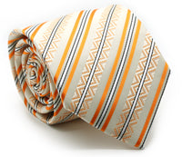 Mens Dads Classic Yellow Striped Pattern Business Casual Necktie & Hanky Set H-9 - FHYINC best men's suits, tuxedos, formal men's wear wholesale