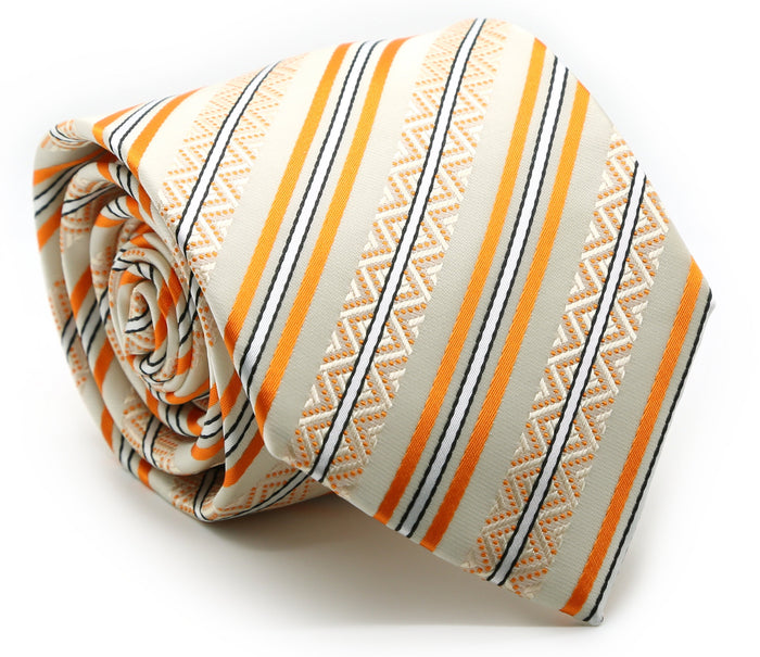 Mens Dads Classic Yellow Striped Pattern Business Casual Necktie & Hanky Set H-9 - FHYINC best men's suits, tuxedos, formal men's wear wholesale