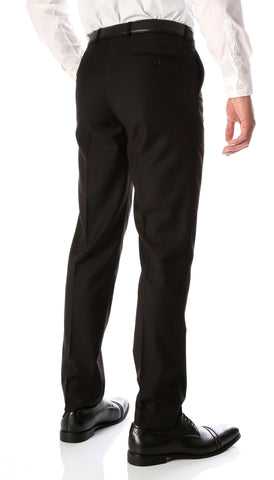 Ferrecci Men's Halo Black Slim Fit Flat-Front Dress Pants