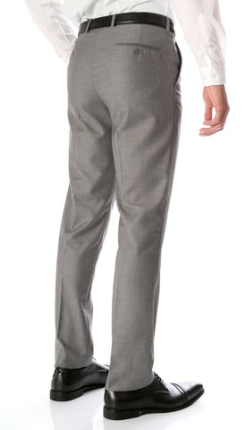 Ferrecci Men's Halo Grey Slim Fit Flat-Front Dress Pants