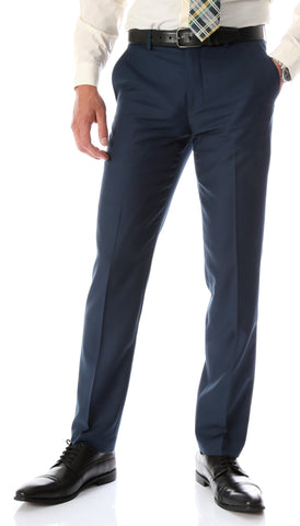 Ferrecci Men's Halo Navy Slim Fit Flat-Front Dress Pants