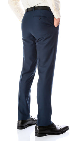 Ferrecci Men's Halo Navy Slim Fit Flat-Front Dress Pants