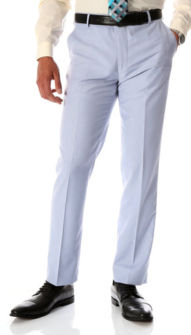 Ferrecci Men's Halo Sky Blue Slim Fit Flat-Front Dress Pants