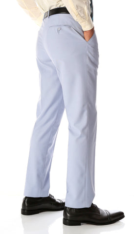 Ferrecci Men's Halo Sky Blue Slim Fit Flat-Front Dress Pants