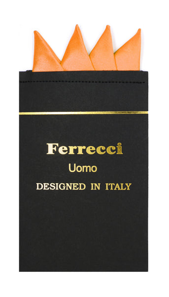 Pre-Folded Microfiber Orange Handkerchief Pocket Square - FHYINC best men's suits, tuxedos, formal men's wear wholesale