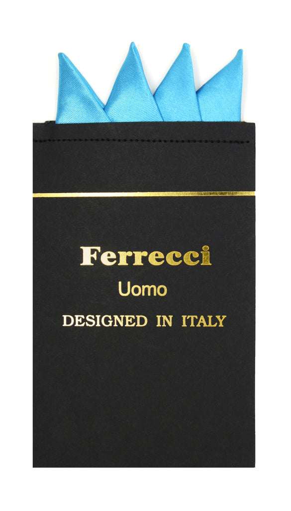 Pre-Folded Microfiber Turquoise Handkerchief Pocket Square - FHYINC best men