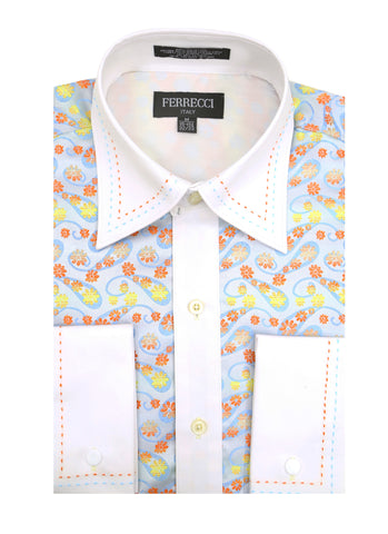 Ferrecci Men's Satine Hi-1002 Multi Color Flower Button Down Dress Shirt