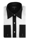 Ferrecci Men's Satine Hi-1003 White Black Flower Button Down Dress Shirt - FHYINC