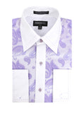 Ferrecci Men's Satine Hi-1016 Purple & Lilac Paisley Button Down Dress Shirt - FHYINC