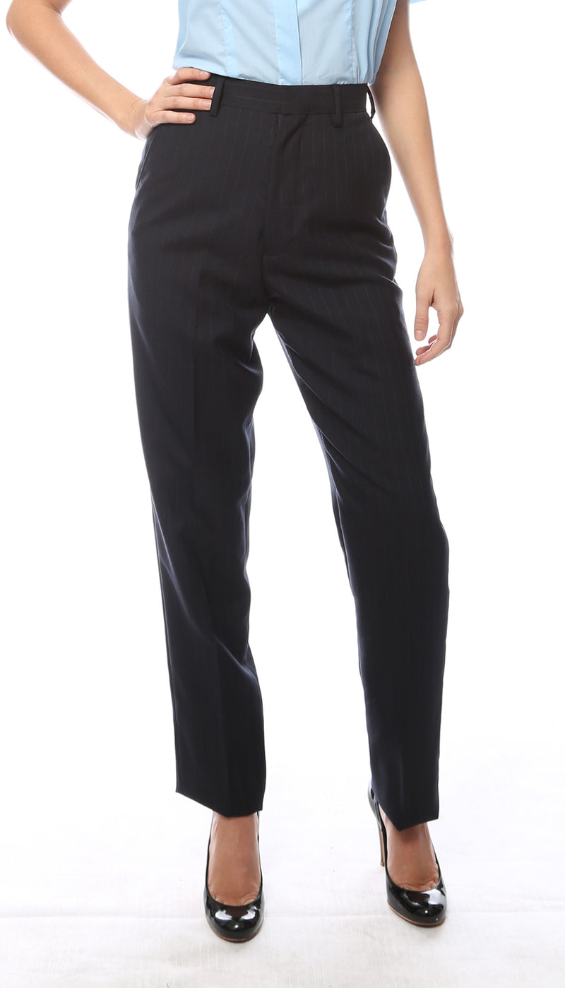 Womens Navy Pinstripe Uniform Dress Pants - FHYINC best men's suits, tuxedos, formal men's wear wholesale