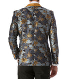 Men's Blue Hugo Floral Modern Fit Shawl Collar Tuxedo Blazer - FHYINC best men's suits, tuxedos, formal men's wear wholesale