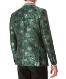 Men's Hugo Green Floral Modern Fit Shawl Collar Tuxedo Blazer - FHYINC best men's suits, tuxedos, formal men's wear wholesale