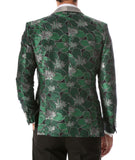 Men's Hugo Green Floral Modern Fit Shawl Collar Tuxedo Blazer - FHYINC best men's suits, tuxedos, formal men's wear wholesale