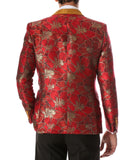 Men's Hugo Red Floral Modern Fit Shawl Collar Tuxedo Blazer - FHYINC best men's suits, tuxedos, formal men's wear wholesale