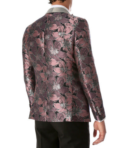 Men's Hugo Rose Floral Modern Fit Shawl Collar Tuxedo Blazer