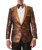 Men's Hugo Rust Floral Modern Fit Shawl Collar Tuxedo Blazer - FHYINC best men's suits, tuxedos, formal men's wear wholesale