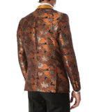 Men's Hugo Rust Floral Modern Fit Shawl Collar Tuxedo Blazer - FHYINC best men's suits, tuxedos, formal men's wear wholesale