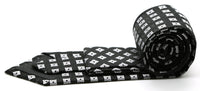 Mens Dads Classic Black Geometric Pattern Business Casual Necktie & Hanky Set I-1 - FHYINC best men's suits, tuxedos, formal men's wear wholesale