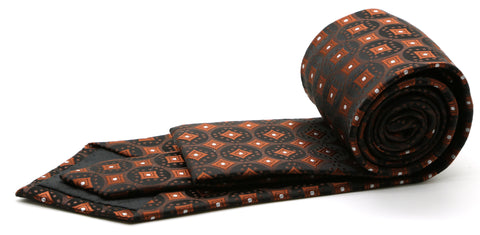 Mens Dads Classic Brown Geometric Pattern Business Casual Necktie & Hanky Set I-2