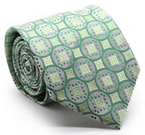 Mens Dads Classic Green Geometric Pattern Business Casual Necktie & Hanky Set I-6 - FHYINC best men's suits, tuxedos, formal men's wear wholesale