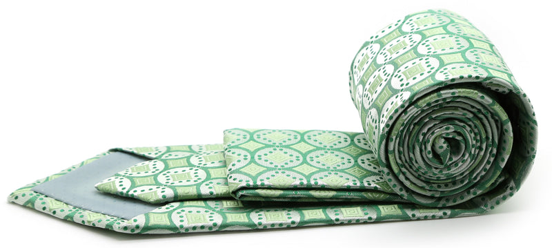 Mens Dads Classic Green Geometric Pattern Business Casual Necktie & Hanky Set I-6 - FHYINC best men's suits, tuxedos, formal men's wear wholesale