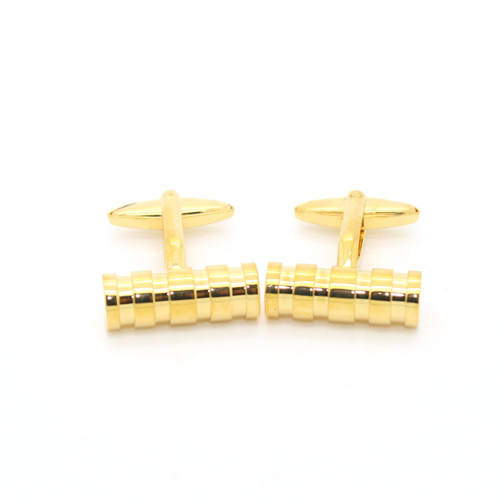 Goldtone Brass Ridgid Cylinder Cuff Links With Jewelry Box - FHYINC