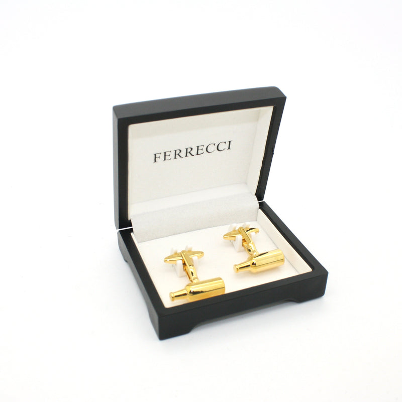 Goldtone Bottle Cuff Links With Jewelry Box - FHYINC