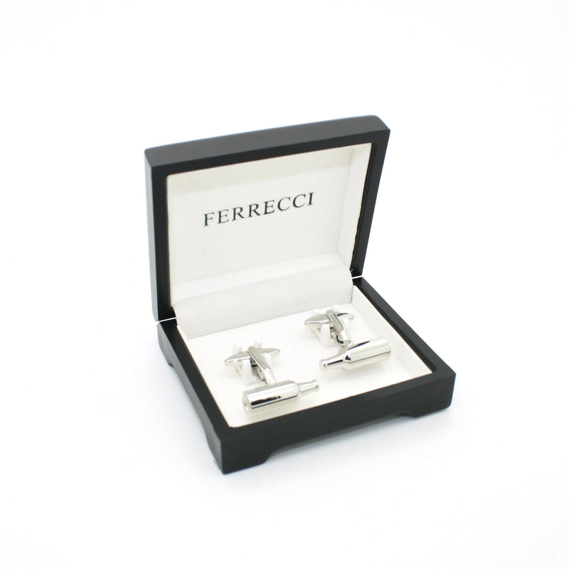 Silvertone Bottle Cuff Links With Jewelry Box - FHYINC