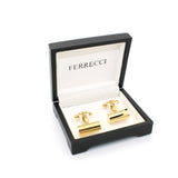 Goldtone Brass Cylinder Cuff Links With Jewelry Box - FHYINC