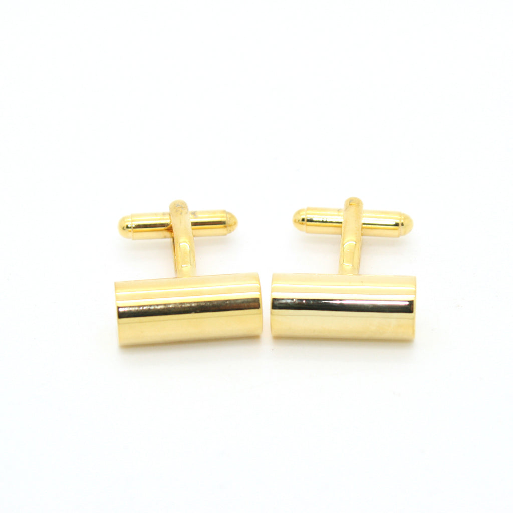 Goldtone Brass Cylinder Cuff Links With Jewelry Box - FHYINC
