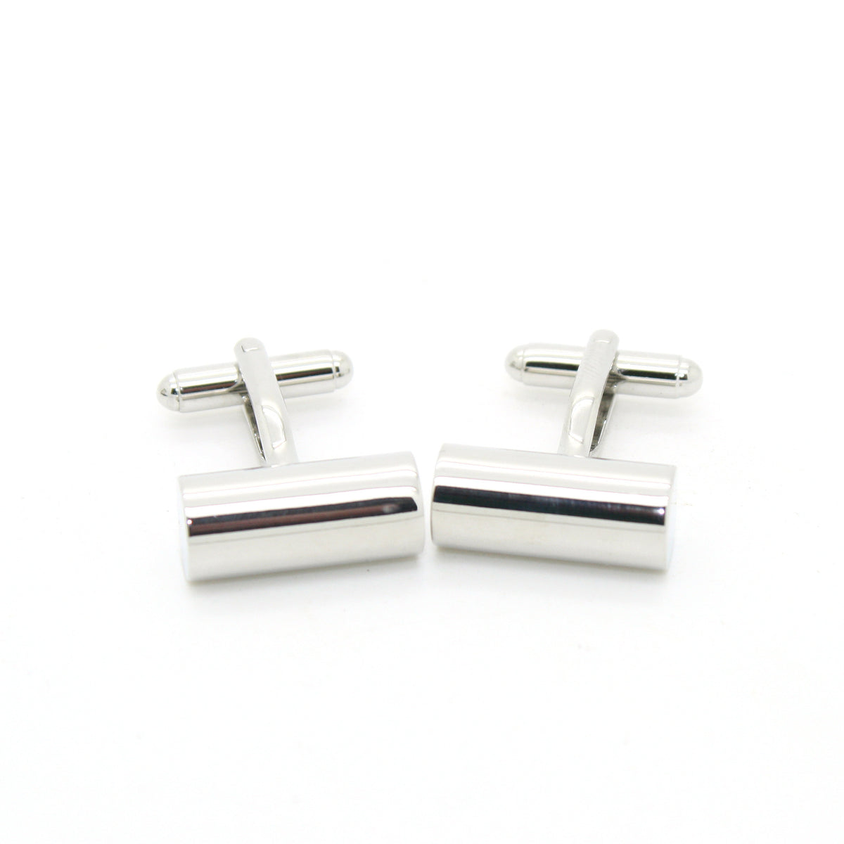 Silvertone Brass Cylinder Cuff Links With Jewelry Box - FHYINC