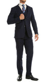 Bradford Navy Slim Fit 3pc Tweed Suit - FHYINC best men's suits, tuxedos, formal men's wear wholesale