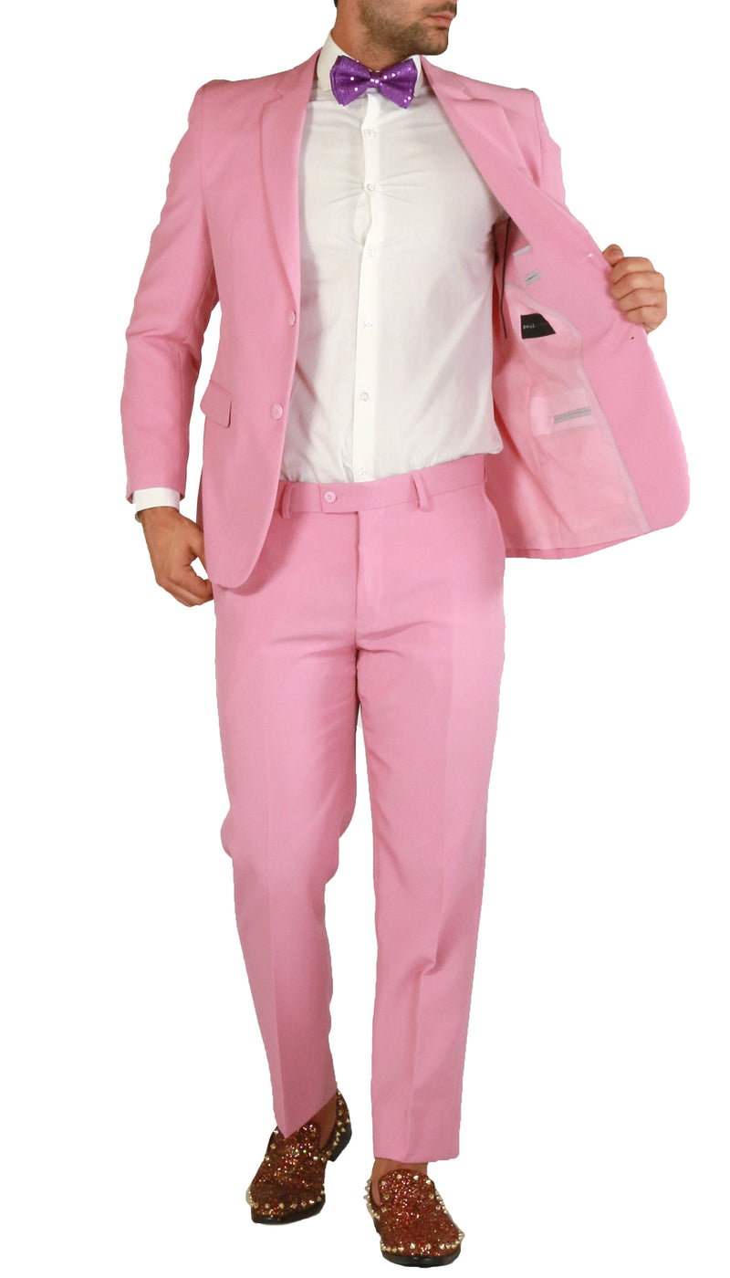 PL1969 Mens Pink Slim Fit 2pc Suit - FHYINC best men's suits, tuxedos, formal men's wear wholesale