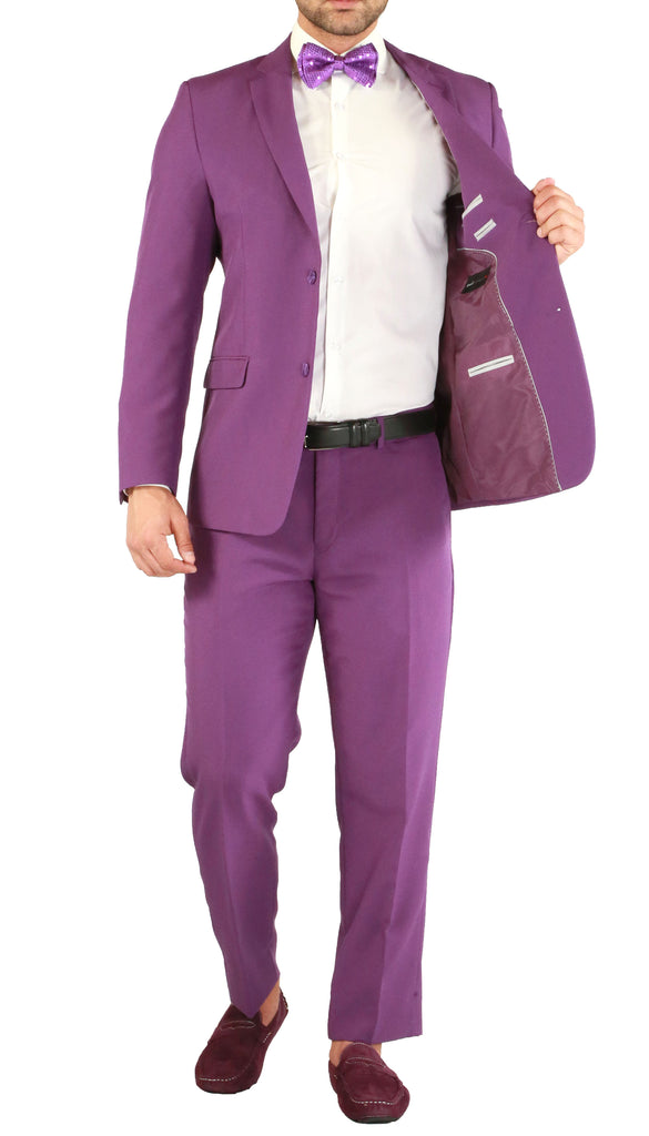 PL1969 Mens Purple Slim Fit 2pc Suit - FHYINC best men