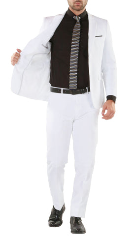 PL1969 Mens White Slim Fit 2pc Suit