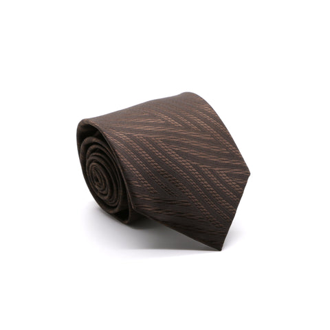 Mens Dads Classic Brown Geometric Pattern Business Casual Necktie & Hanky Set IO-2