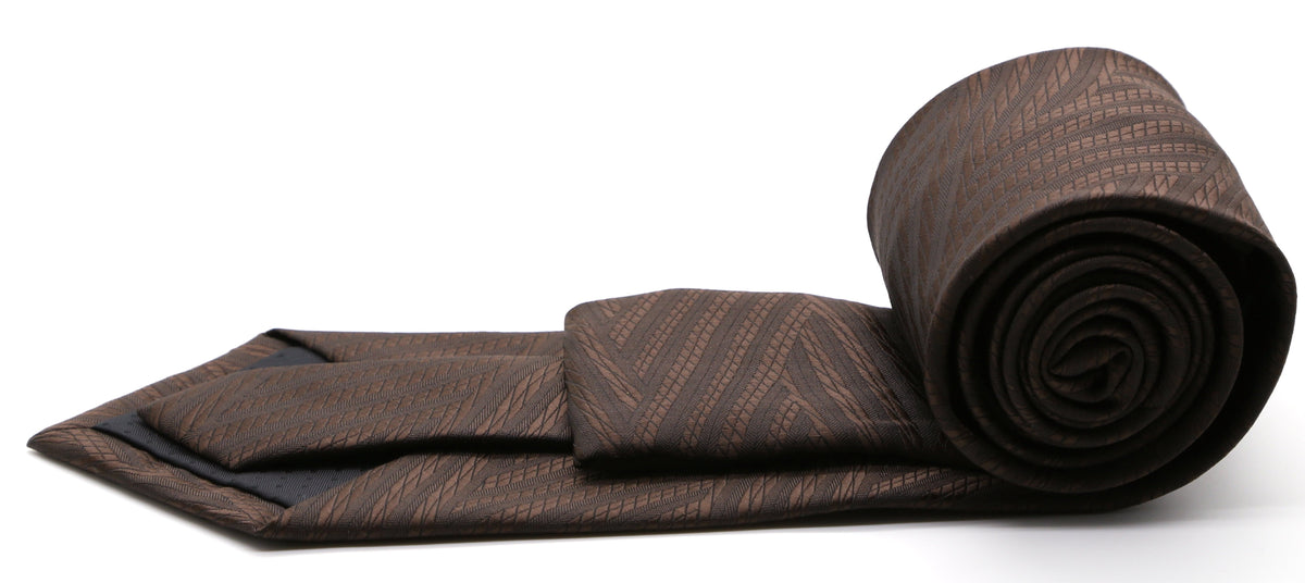 Mens Dads Classic Brown Geometric Pattern Business Casual Necktie & Hanky Set IO-2 - FHYINC best men's suits, tuxedos, formal men's wear wholesale