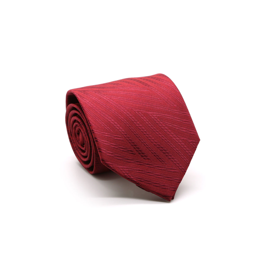 Mens Dads Classic Red Geometric Pattern Business Casual Necktie & Hanky Set IO-7 - FHYINC best men