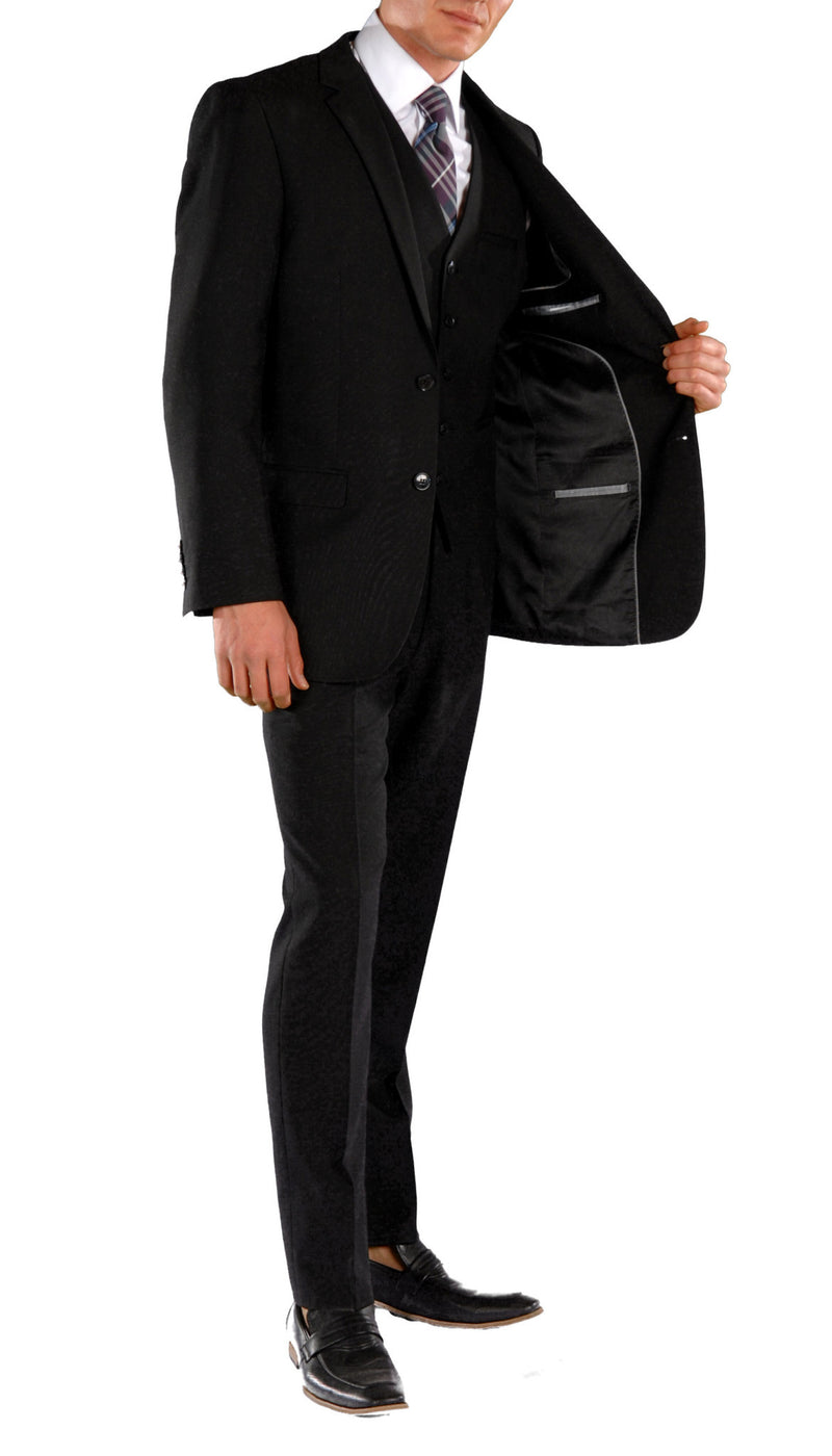 Black Slim Fit Suit  - 3PC - JAX - FHYINC best men's suits, tuxedos, formal men's wear wholesale