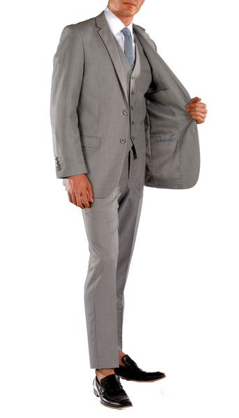 Light Grey Slim Fit Suit - 3PC - JAX - FHYINC best men's suits, tuxedos, formal men's wear wholesale