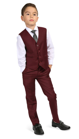 Ferrecci Boys JAX JR 5pc Suit Set Burgundy