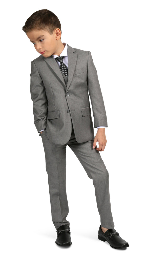 Ferrecci Boys JAX JR 5pc Suit Set Light Grey - FHYINC best men