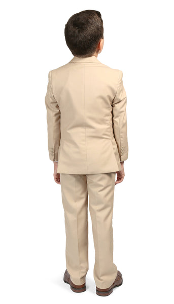 Boys 5 PC Tan Suit Including Shirt Tie and Vest - FHYINC best men's suits, tuxedos, formal men's wear wholesale