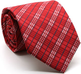 Mens Dads Classic Red Striped Pattern Business Casual Necktie & Hanky Set JO-10 - FHYINC best men's suits, tuxedos, formal men's wear wholesale