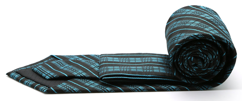 Mens Dads Classic Turquoise Striped Pattern Business Casual Necktie & Hanky Set JO-11 - FHYINC best men's suits, tuxedos, formal men's wear wholesale