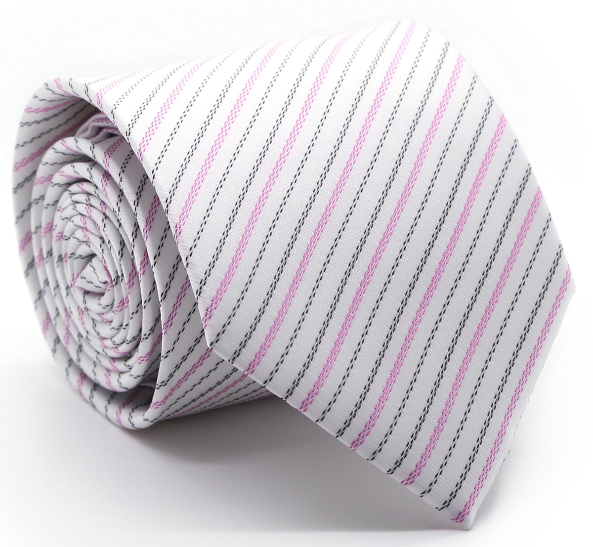 Mens Dads Classic Fuschsia Striped Pattern Business Casual Necktie & Hanky Set JO-5 - FHYINC best men's suits, tuxedos, formal men's wear wholesale